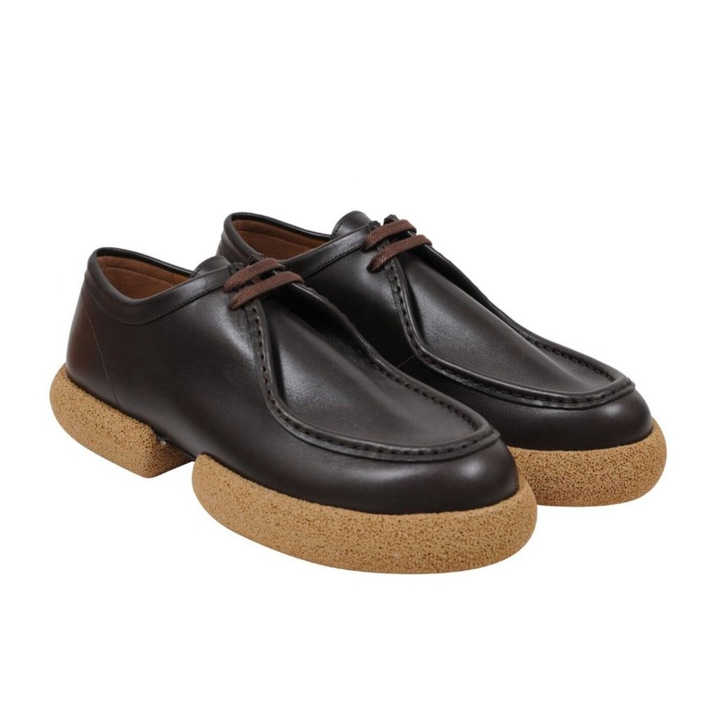 Dries Van Noten Platform Derby US11.5 44.5 Brown Leather Chunky Oxford Cork Sole